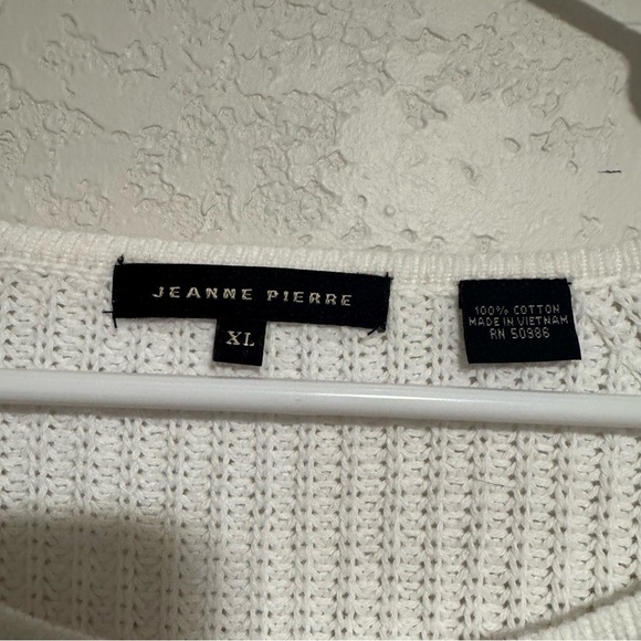 VTG 90s 100% Cotton Chunky Cottagecore Fairy Jeanne Pierre White Knit Sweater - Picture 7 of 8